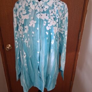 Aqua Floral Women's Blouse
